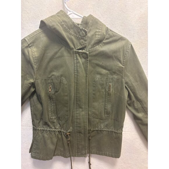 Forever 21 Olive Green Hooded Jacket With Drawstring & Pockets - Size S - Picture 2 of 8